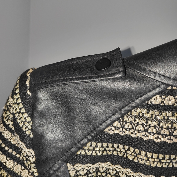 BCBGMaxAzria Leonardo Tweed Metallic Leather Jacket - Picture 9 of 17